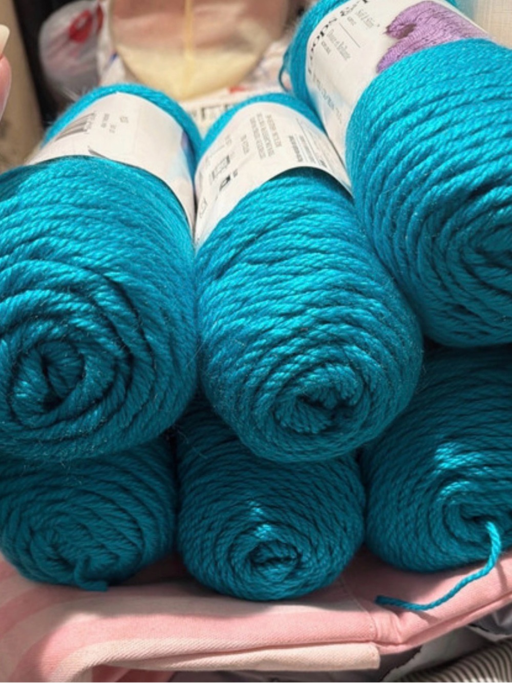 Loops and Threads Vibrant Turquoise Yarn Skeins - Lot of 6